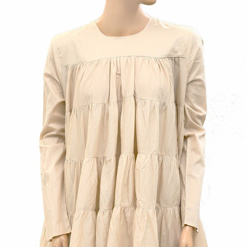 Merlette Soliman Mini Dress Long Sleeve Tiered Flared Swing Cotton M 270443 - Picture 6 of 8